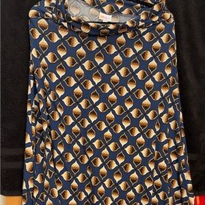 LuLaRoe Blue and Brown Geometric Dress